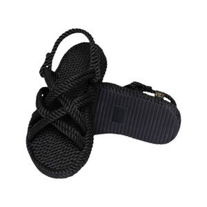 BOHONOMAD NIB Bodrum Platform Rope Sandal in Black Size 40